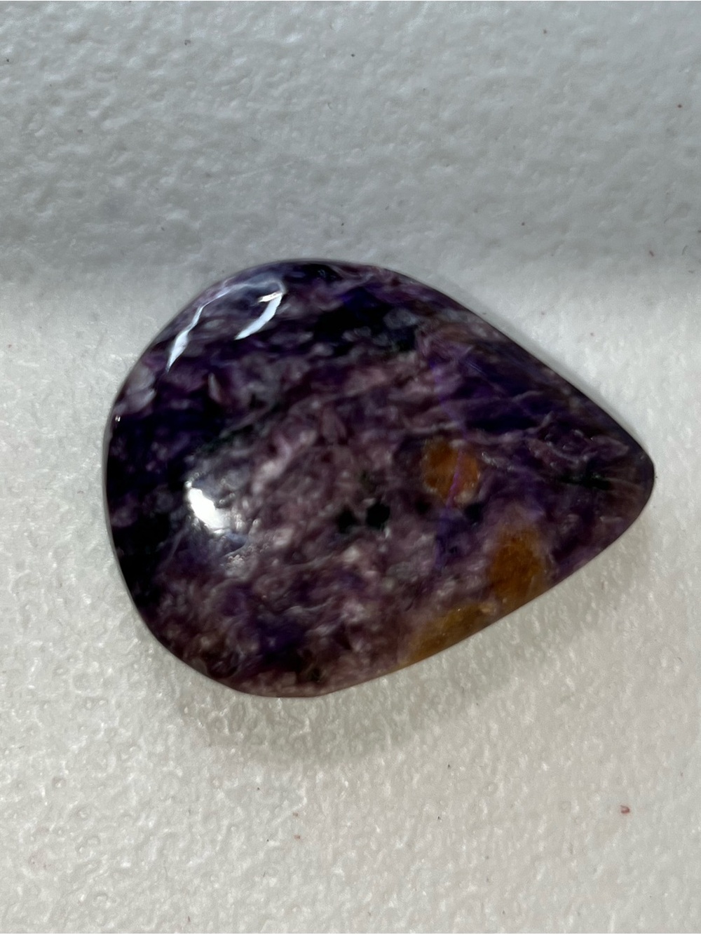 Polished Purple Charolite Stone Cabochon with Golden Veining